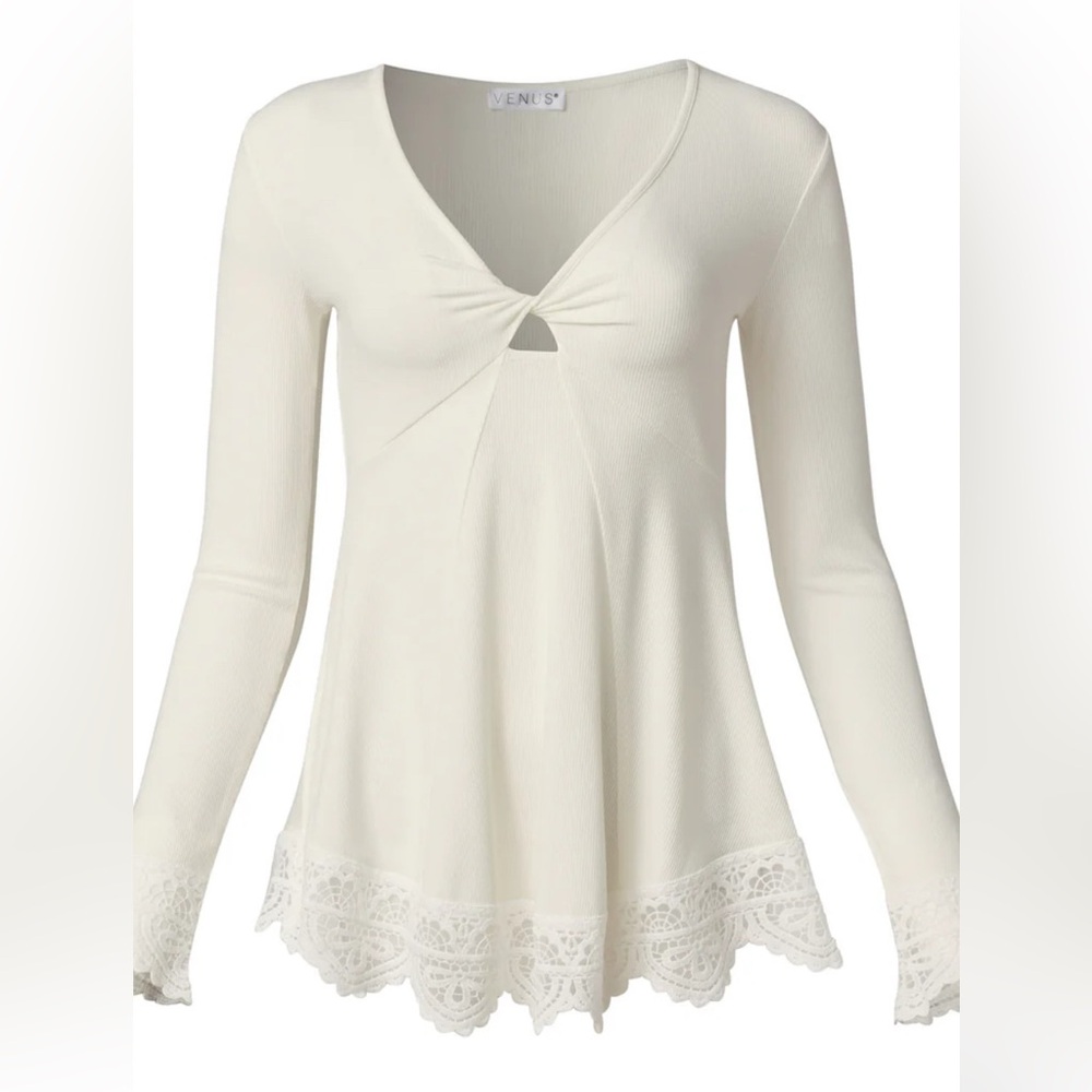 VENUS - Babydoll Lace Trim Top - Picture 6 of 8